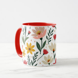 Caneca Moderno Jardim de Verão Floral Botânico Colorido