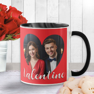 Caneca Moderno Romântico Coração de São Valentim Foto Per