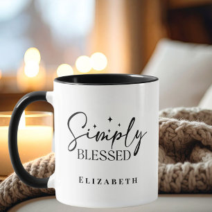 Caneca Moderno Simplesmente Abençoado Preto e Branco Cris
