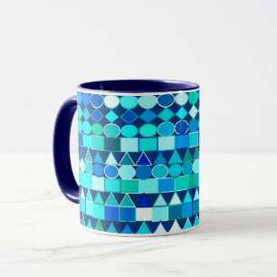 Caneca Moderno Tribal Geométrico, Denim Blues no Marinho