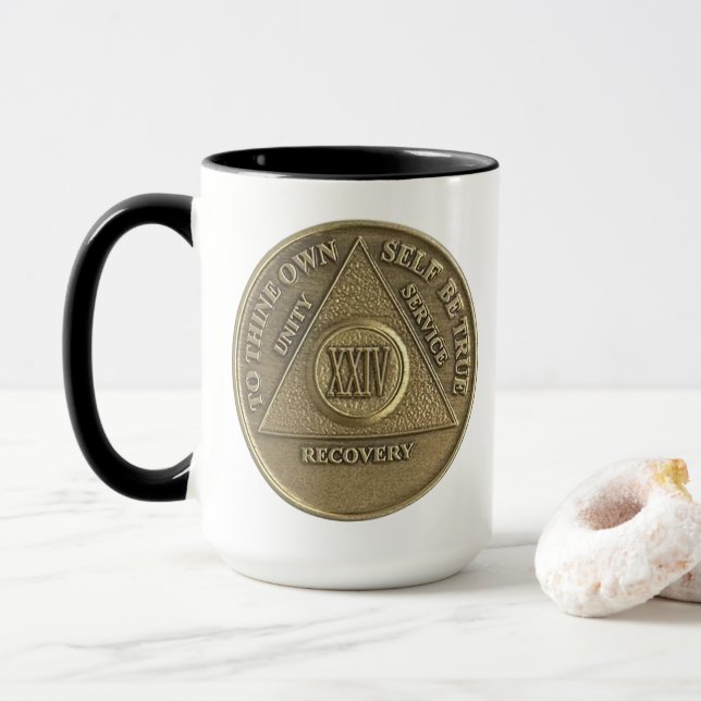 Caneca Moeda Comemorativa de 24 Anos do NOME PERSONALIZAD (Com Donut)