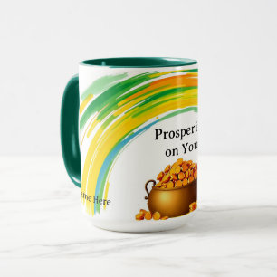 Caneca Moedas Douradas Vibrantes Coração do Dia de São Pa