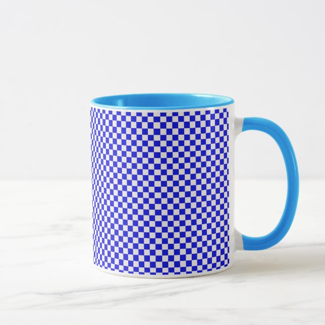 Caneca Molas azuis e brancas com verificação (Direita)