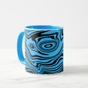 Caneca Molas de café em forma de onda, pretas e azuis