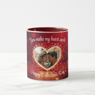 Caneca Moldura de Foto de Coração Personalizada
