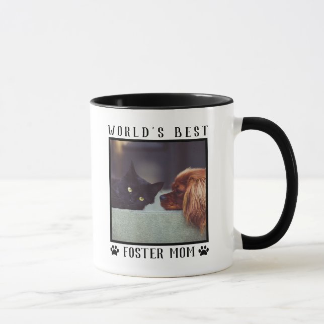 Caneca Moldura de Foto de Patinhas da Melhor Mãe de Adoçã (Direita)