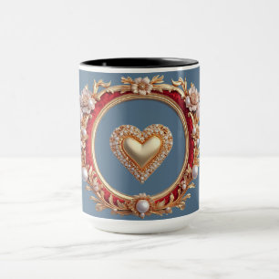 Caneca Moldura de Ouro Luxuosa Com Pérolas