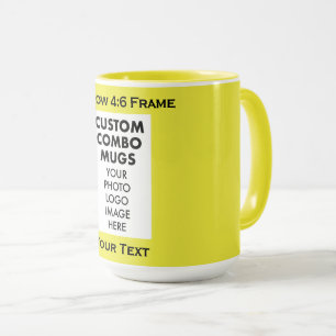 Caneca Moldura de retrato 4:6 amarela Combo personalizado