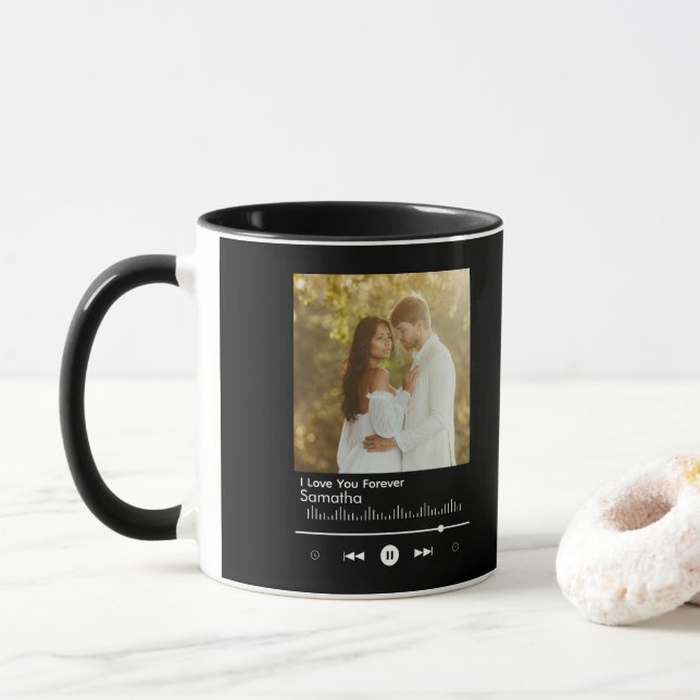 Caneca Moldura de Tocador de Música Moderna Adicionar Tít (Com Donut)