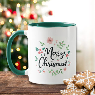 Caneca Moldura de Watercolor de Natal Feliz