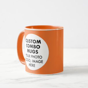 Caneca Moldura Redonda 2 x Logotipo de Foto Laranja Combo