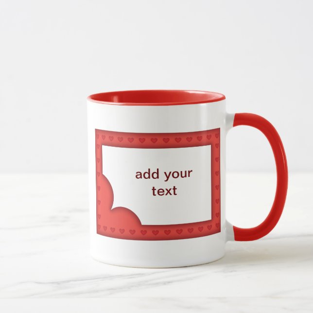 Caneca Moldura vermelha romântica com corações (Direita)