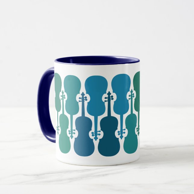 Caneca Molho de café violino azul e verde (11 oz) (Frente Esquerda)