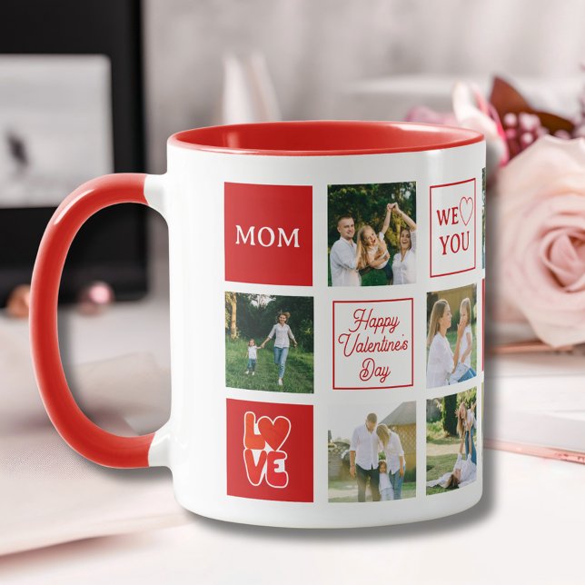 Caneca Mom Messages Custom Photo Collage Valentine's Day (Mom Messages Custom Photo Collage Valentine's Day Mug
)