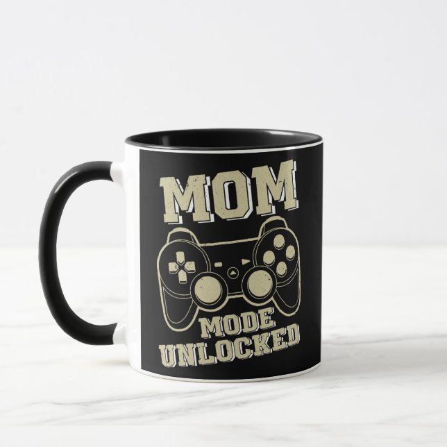 Caneca Mom Mode Unlocked Best Gamer Mom Son Video Game (Esquerda)