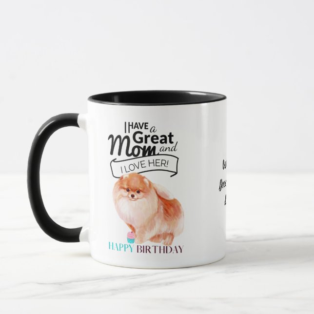 Caneca MOM Pomeraniana DOG MELHOR Personalizado do Mundo (Esquerda)