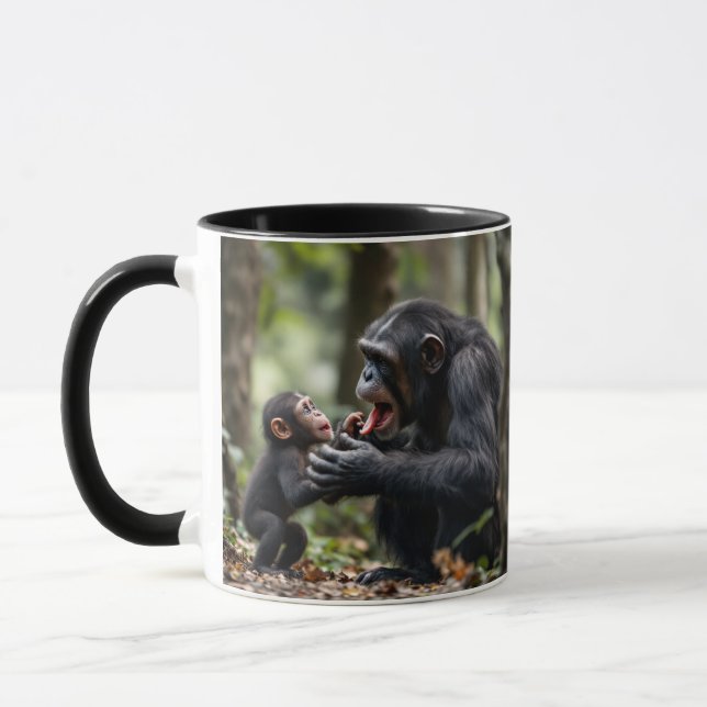 Caneca Moments tendres entre un bébé chimpanzé et sa mère (Esquerda)