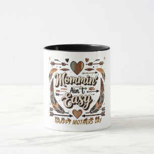 Caneca Mommin''t Easy Arrows Feather Dia de as mães