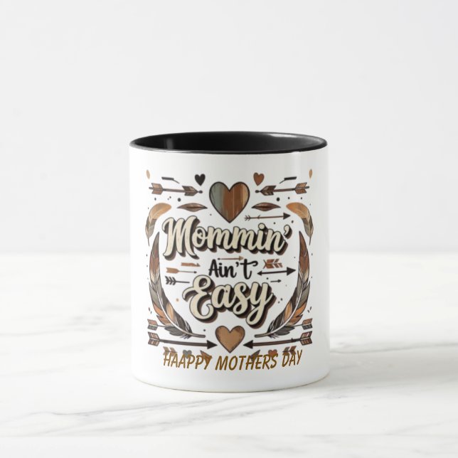 Caneca Mommin''t Easy Arrows Feather Dia de as mães (Centro)