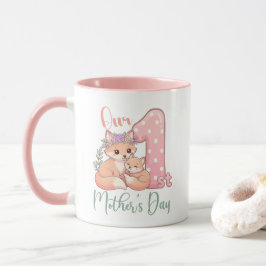 Caneca Mommy and Baby Fox Pink 1st Mothers Day