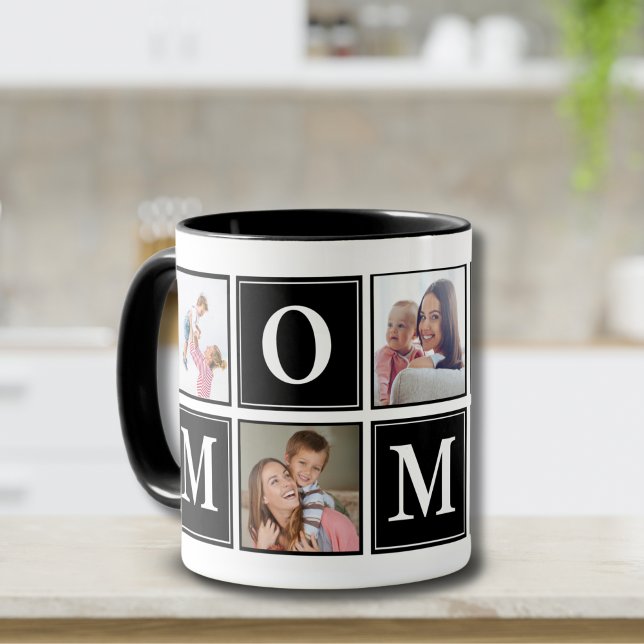 Caneca Mommy Collage Script 5 Photos for Mom (Criador carregado)
