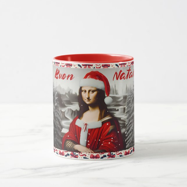 Caneca Mona Lisa Buon Natale Natale Classic Mug, 11 oz (Centro)