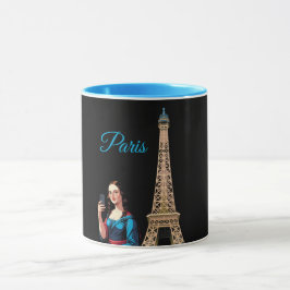 CANECA MONA LISA TIRANDO SELFIE SURREAL PARIS