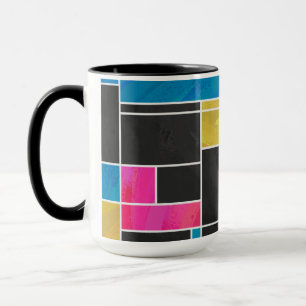 Caneca Mondrian Blue Pink Impressão