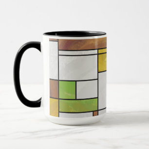 Caneca Mondrian Brown Yellow Impressão