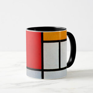 Caneca Mondrian - Composição com Plano Vermelho Grande