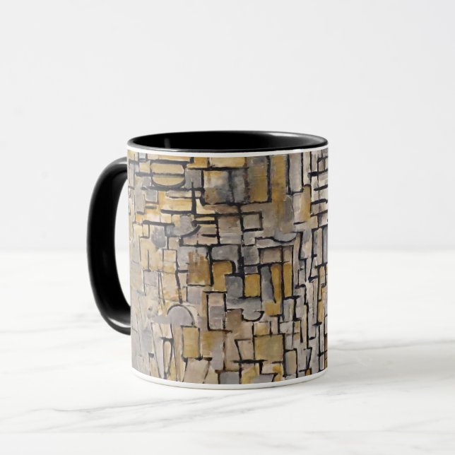 Caneca Mondrian Cubist Transition Art Morphing Mug (Frente Esquerda)