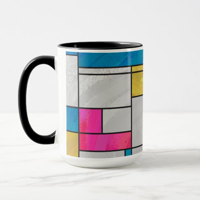 Caneca Mondrian Yellow Blue Impressão (Esquerda)