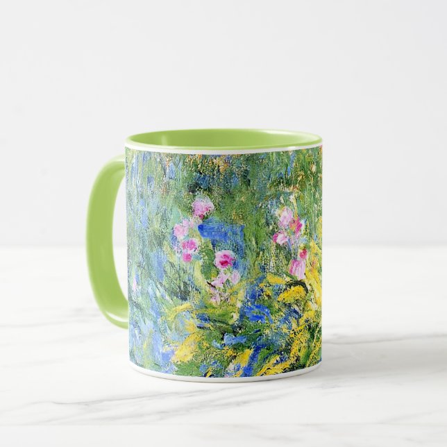 Caneca Monet - Irises 3, pintura de arte, (Frente Esquerda)