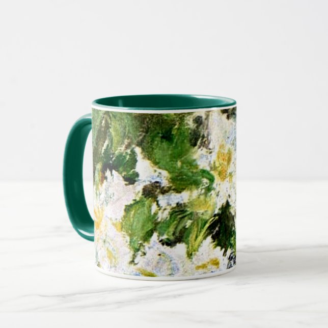 Caneca Monet - White Clematis, famosa pintura floral (Frente Esquerda)