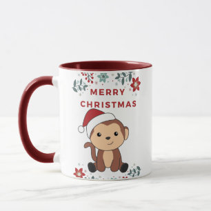 Caneca Monkey Christmas Snow Winter Animals Monkeys