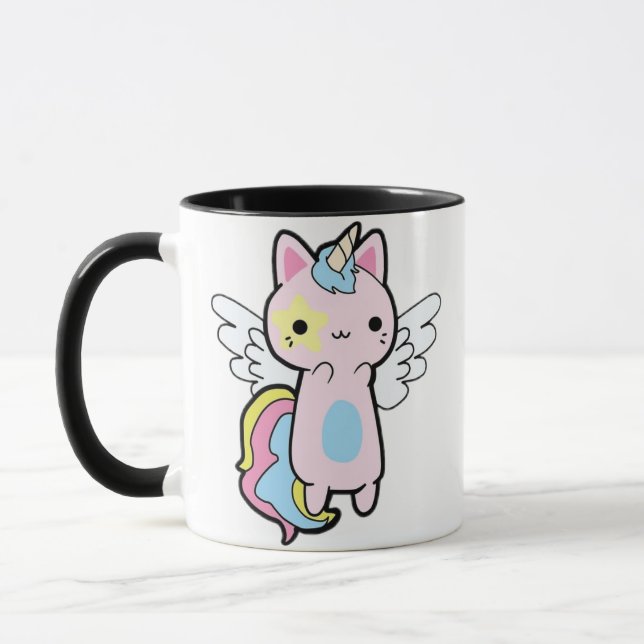 Caneca monocromático gatuno arco-íris Café Mug (Esquerda)