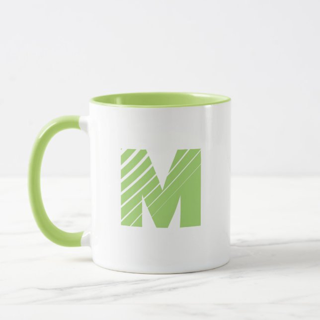 Caneca Monogram Bold Modern Lime Green White Mug (Esquerda)