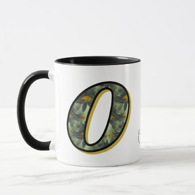 Caneca Monogram Initial O Daisies Floral Art Personalized (Esquerda)