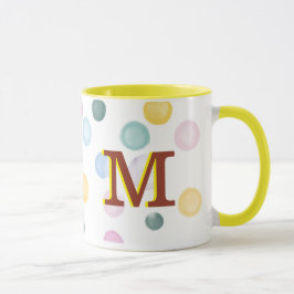 Caneca Monograma 3D de Bolinhas coloridas divertidas