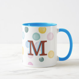 Caneca Monograma 3D de Bolinhas coloridas divertidas