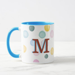 Caneca Monograma 3D de Bolinhas coloridas divertidas