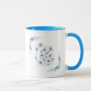 Caneca Monograma Azul, Calm Café Floral