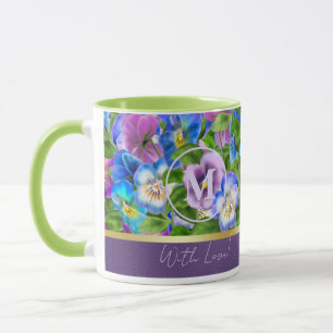 Caneca Monograma Birthday Pansy Violet Flowcolor