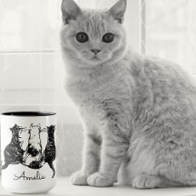 Monograma, Black and White Cat Mug