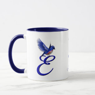 Caneca Monograma Bluebird Inicial E Personalizado Elegant