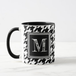 Caneca Monograma Branco Negro Moderno