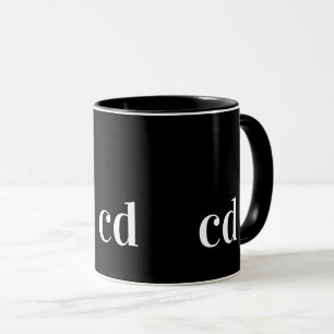 Caneca Monograma branco preto - iniciais personalizadas m