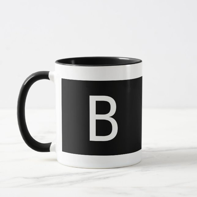 Caneca Monograma branco preto minimalista à esquerda (Esquerda)