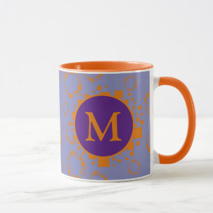 Caneca Monograma Círculos Púrpura Laranja Inicial Mu