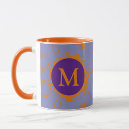Caneca Monograma Círculos Púrpura Laranja Inicial Mu
